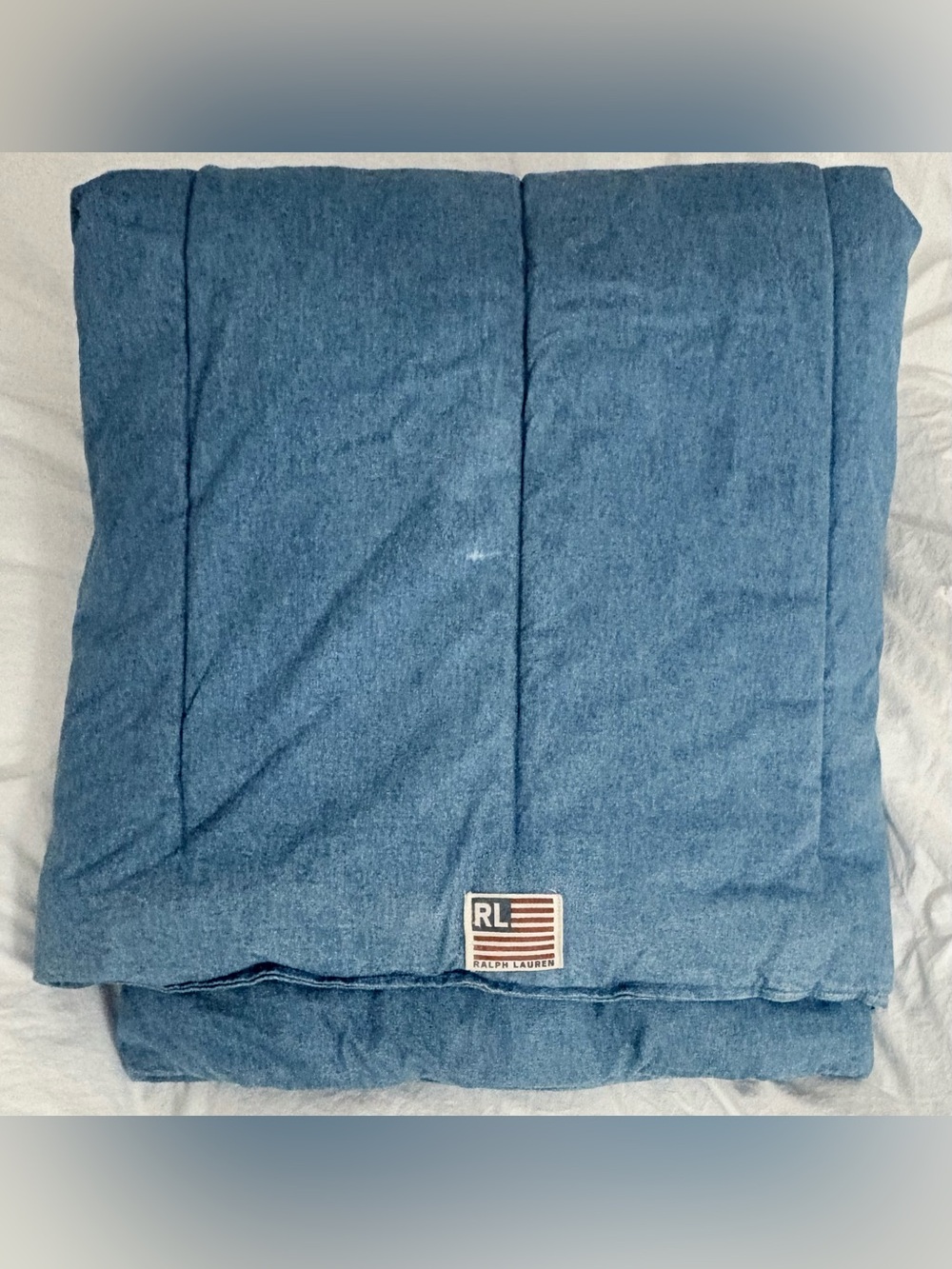 Vintage Ralph Lauren Denim Comforter Twin Size Flag Logo Heavy 90’s y2k RARE